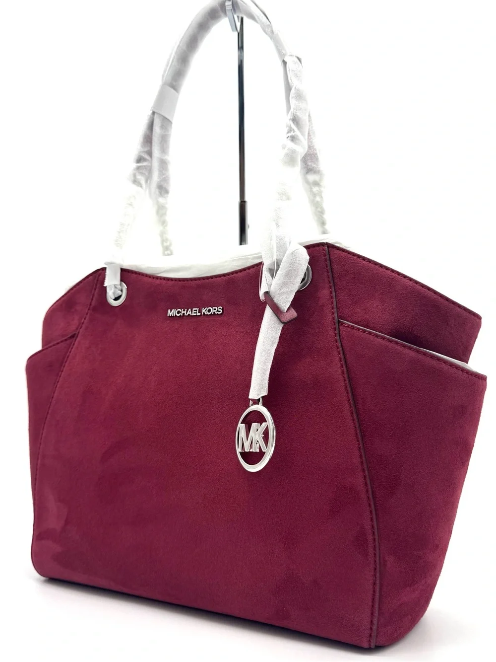 Michael Kors Jet Set Large Signature Logo Shoulder Bag - Maroon